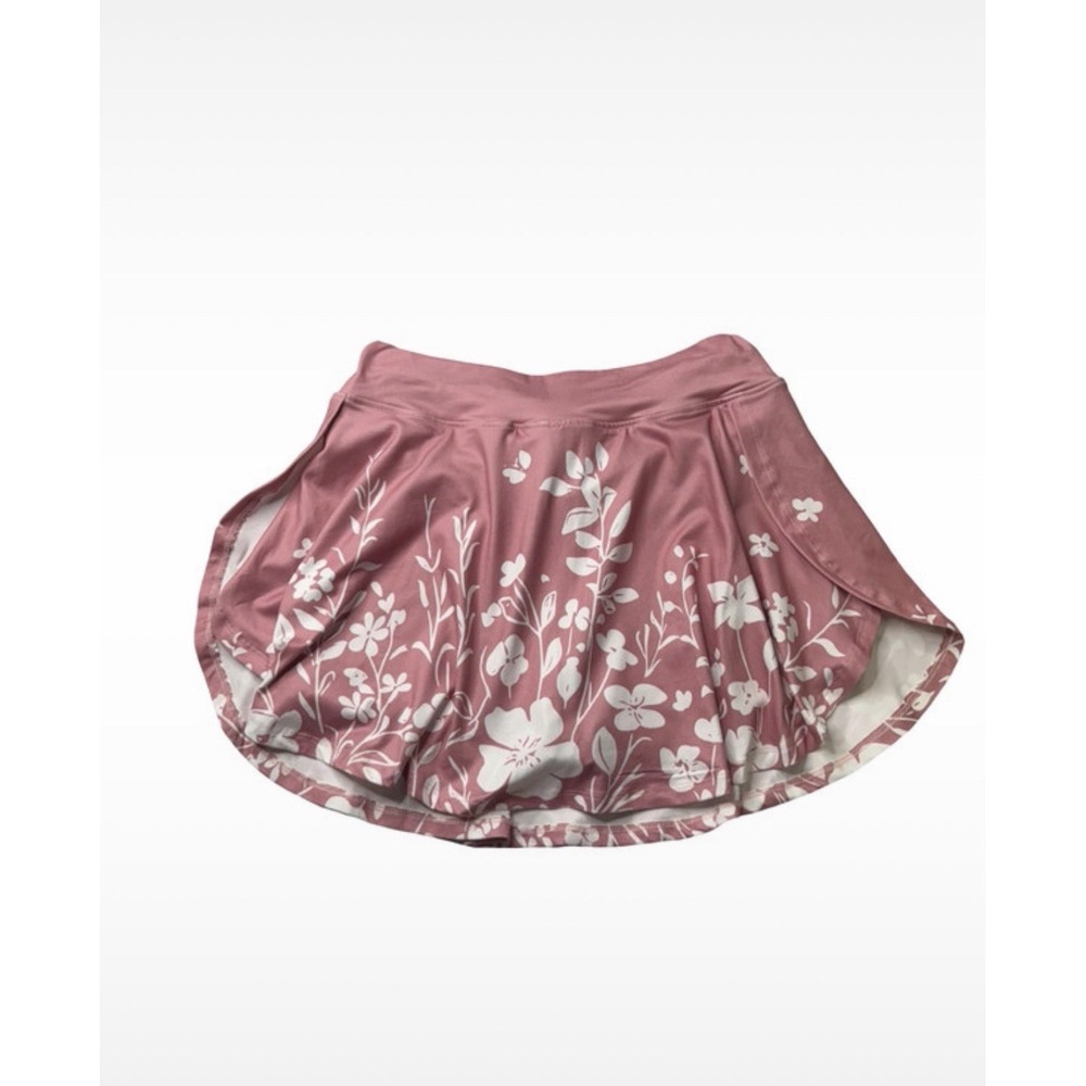 SHEIN Women's Pink & White Floral Athletic Skort Size Medium Workout Yoga Skirt